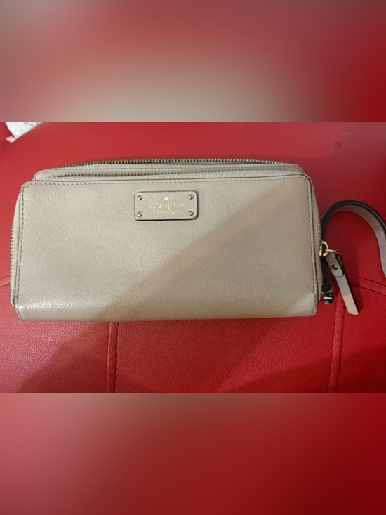 kate spade Handbags - Kate Spade Grove Street Anita double-zippered wristlet wallet taupe